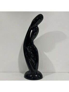 Royal Haeger Rendezvous Lovers Statue Glossy Black Ceramic Art Deco 21”